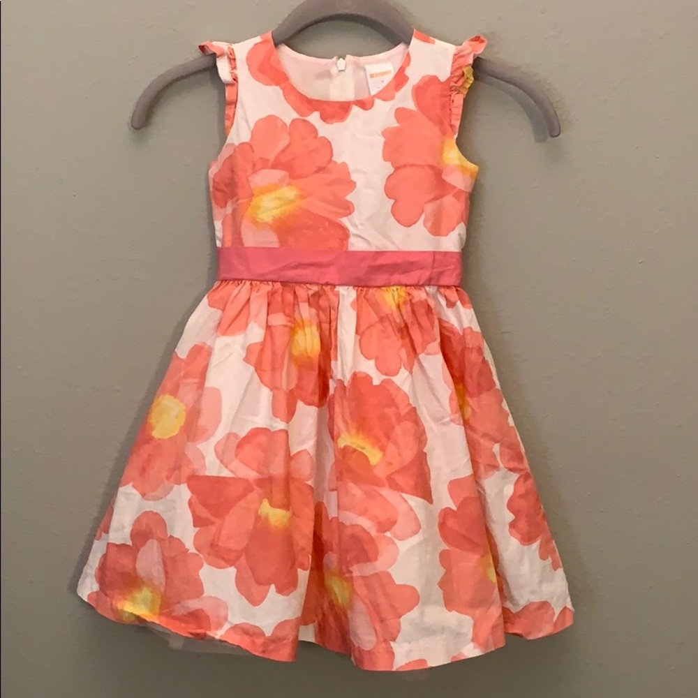 Gymboree size 4 peach floral fancy dress lined